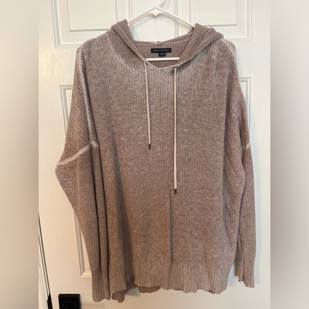 Mauve knit oversized hooded top